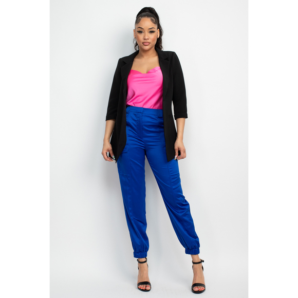 Open Front Notch Solid Jacket - Picture 2 of 8